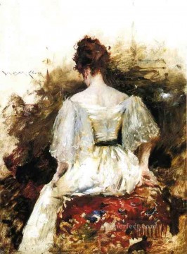 女性の肖像 白いドレス ウィリアム・メリット・チェイス Oil Paintings